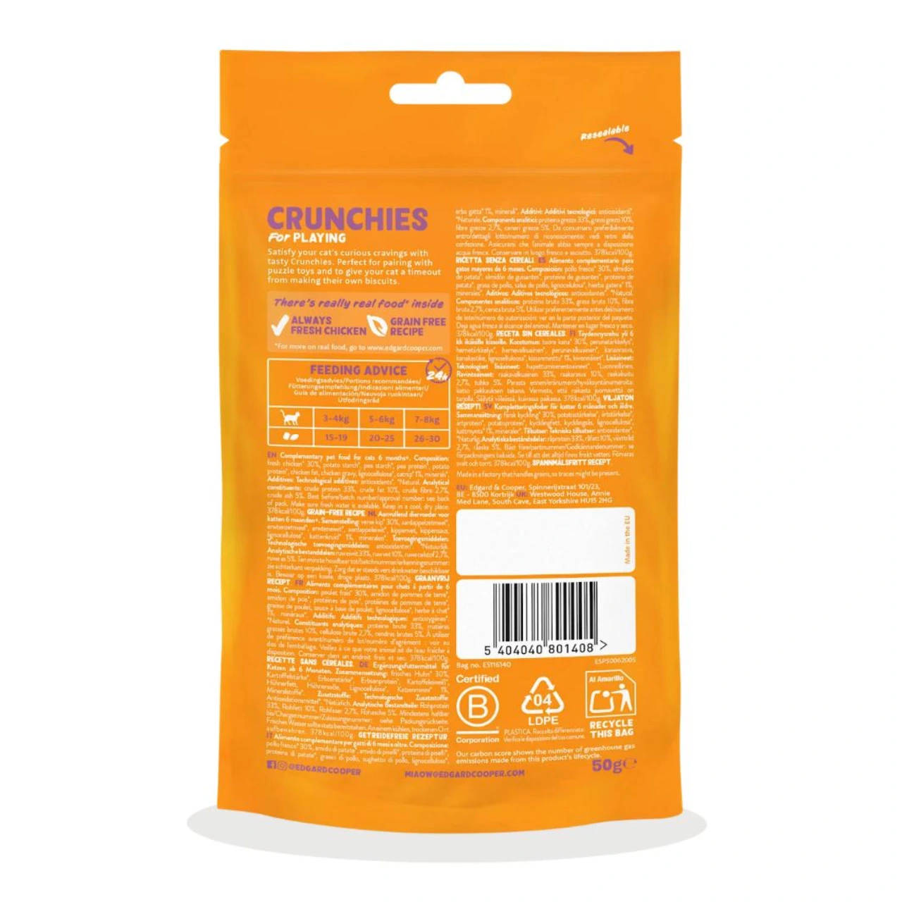 Edgard & Cooper Crunchies kattegodbidder kylling 50 g